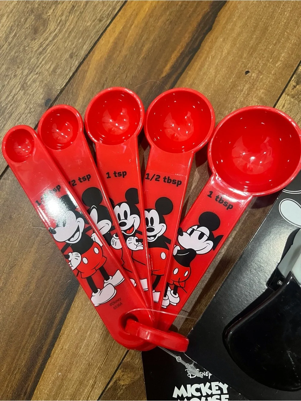 Disney Mickey Mouse Kids Magnetic Bag Clips & Measuring Spoons Set - Red & Black